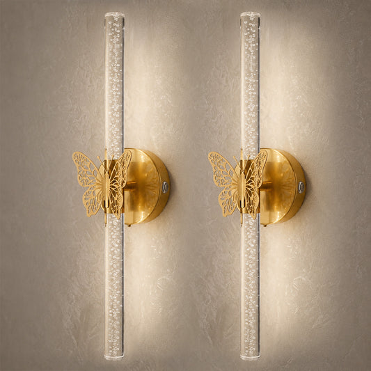 Aurelia Gold Butterfly Battery Operated Wall Sconces Set of 2