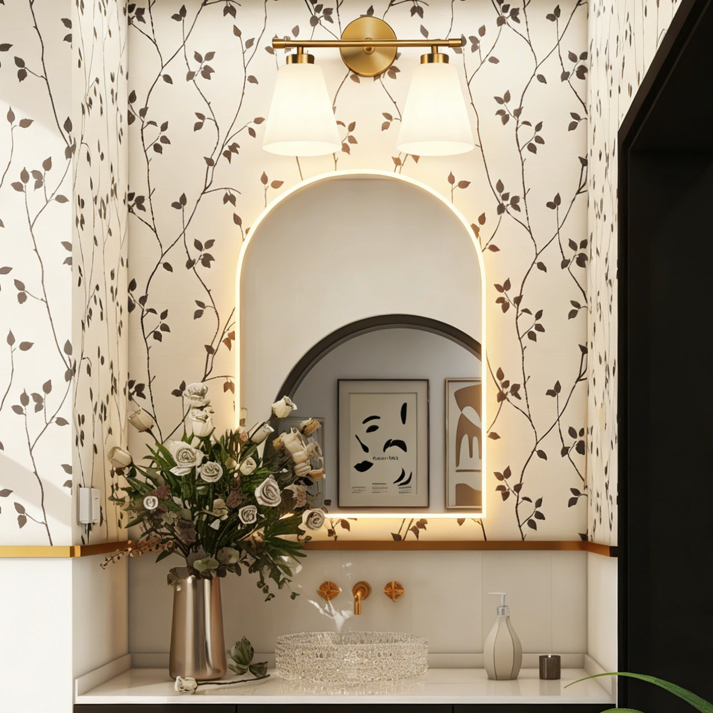 Aurelia 2-Light Fixture with Frosted Glass Shade