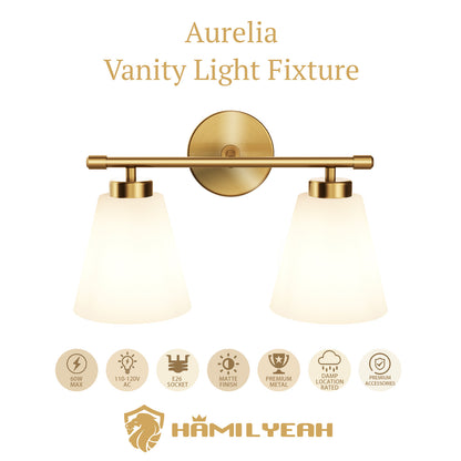 Aurelia 2-Light Fixture with Frosted Glass Shade