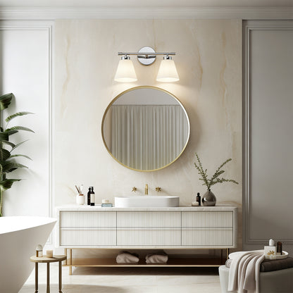 Chrome Vanity Light Fixture with Frosted Milk Glass Shade