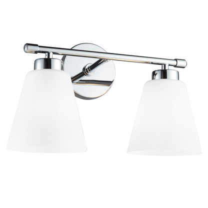 Chrome Vanity Light Fixture with Frosted Milk Glass Shade