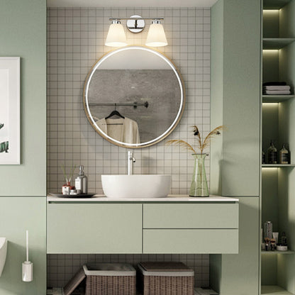 Chrome Vanity Light Fixture with Frosted Milk Glass Shade