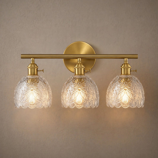 Aurelia 3-Light Floral Glass Vanity Light
