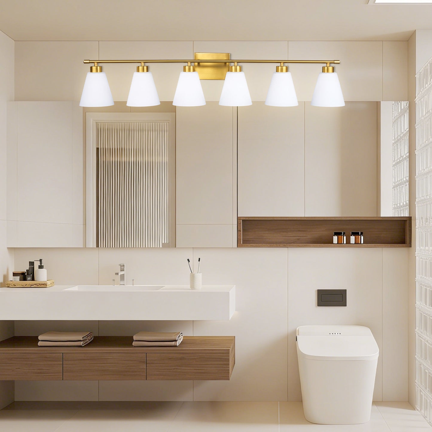 Aurelux Vanity Light with Frosted Glass Shades