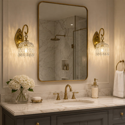 Aurelia Vintage Gold Crystal Wall Sconces Set of 2