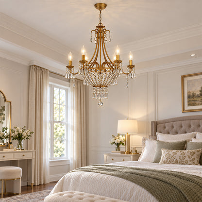 Aetheria 24.6-Inch Gold Crystal 6-Light Chandelier
