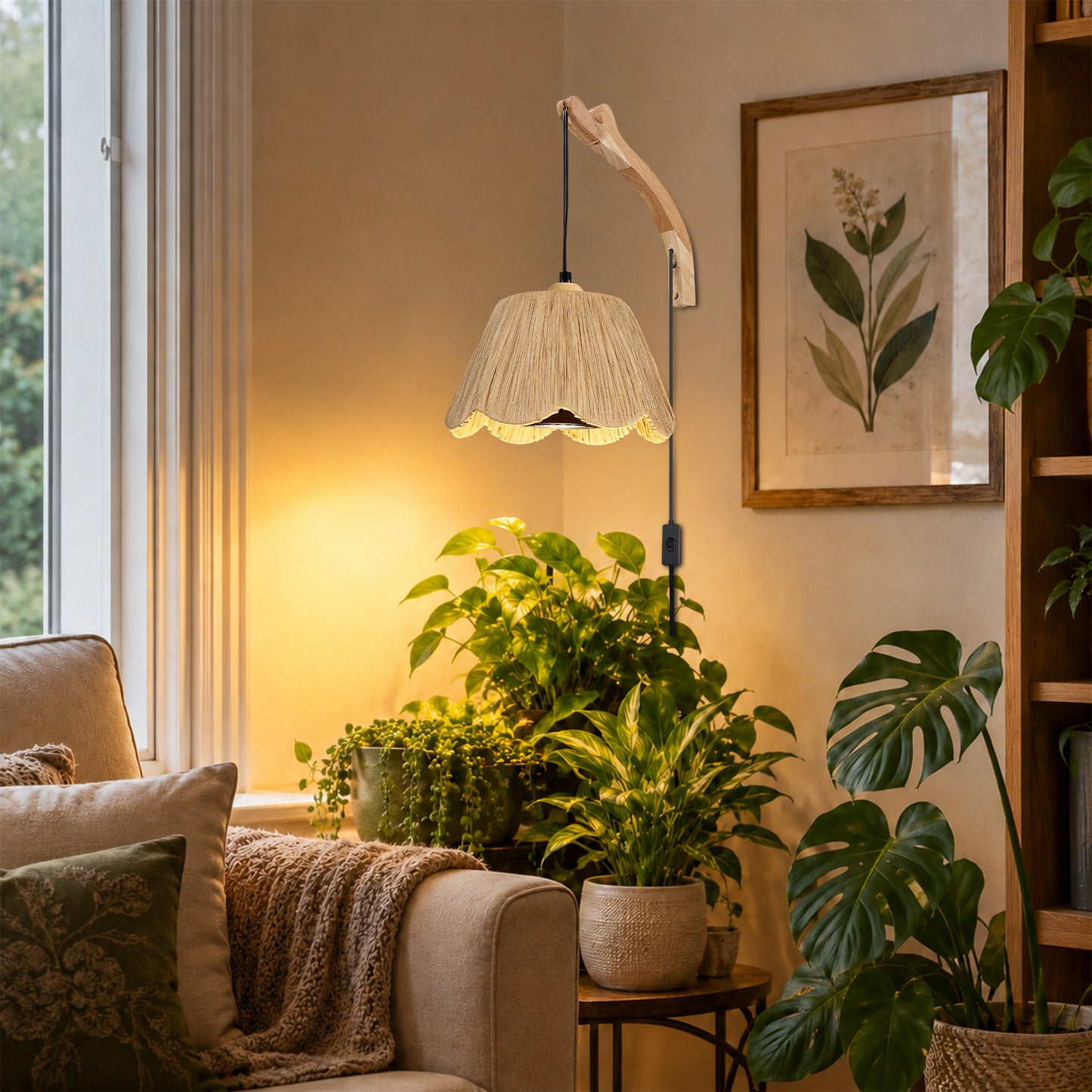 Aurelia Boho Hanging Grow Light Wall Sconce with 18W Bulb