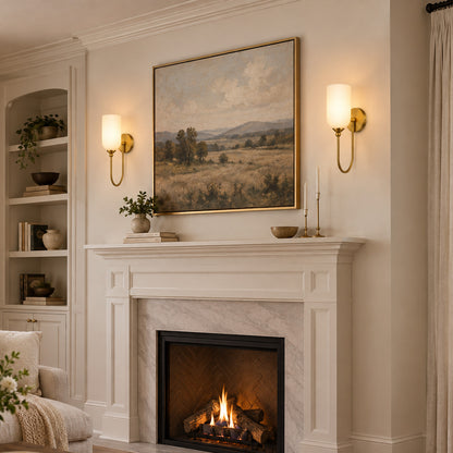 Hamilyeah Modern Gold Wall Sconces Set of Two with Milky White Glass Shades
