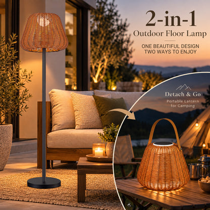 Lumora 59 Inch Solar Outdoor Floor Lamp with Portable Lantern