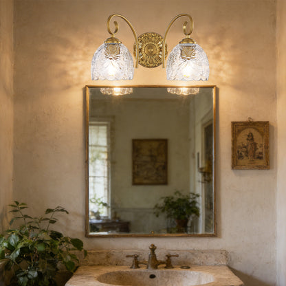 Aurelux Gold 2-Light Glass  Floral Vanity Light  Fixture