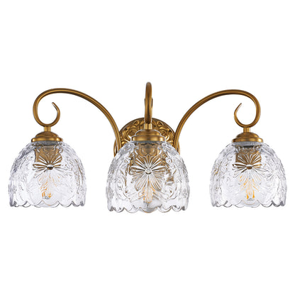 Aurelux Gold 3-Light Glass Floral Vanity Light  Fixture