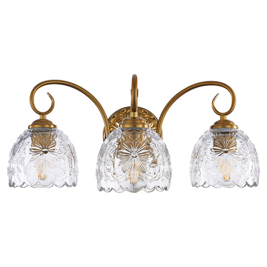 Aurelux Gold 3-Light Glass Floral Vanity Light  Fixture