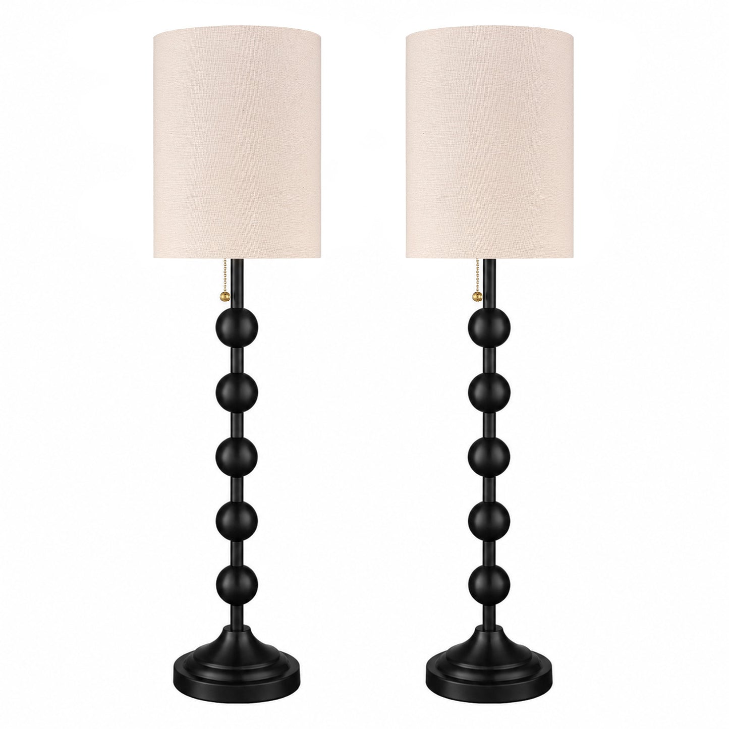 Aurelia  30 Inch Tall Buffet Black Table Lamps Set of 2 with Pull Chain