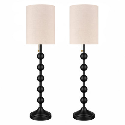 Aurelia  30 Inch Tall Buffet Black Table Lamps Set of 2 with Pull Chain
