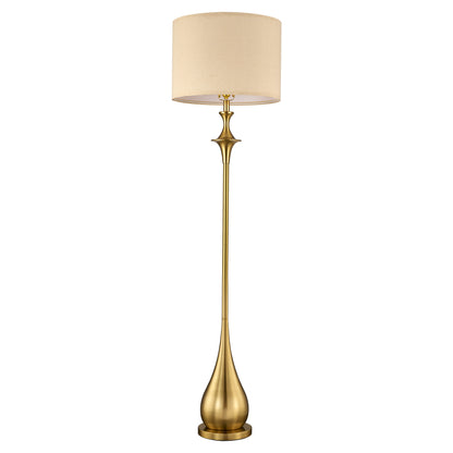 Lumora 65 in Brushed Gold Mid Century Floor Lamp with Linen Shade