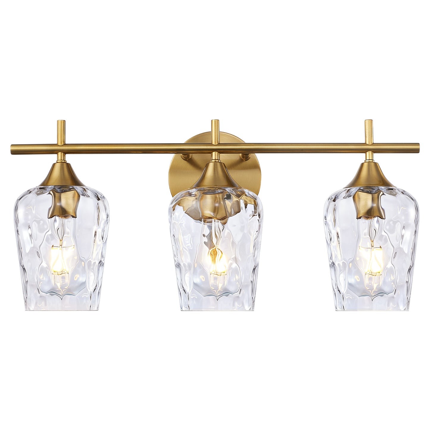 Aurelia 3-Light Gold Hammered Glass Vanity Light