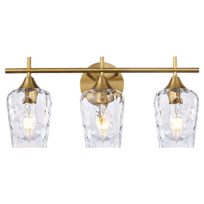 Aurelia 3-Light Gold Hammered Glass Vanity Light