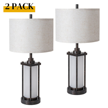 Cozyloom Farmhouse Table Lamps Set of 2 with USB A and USB C