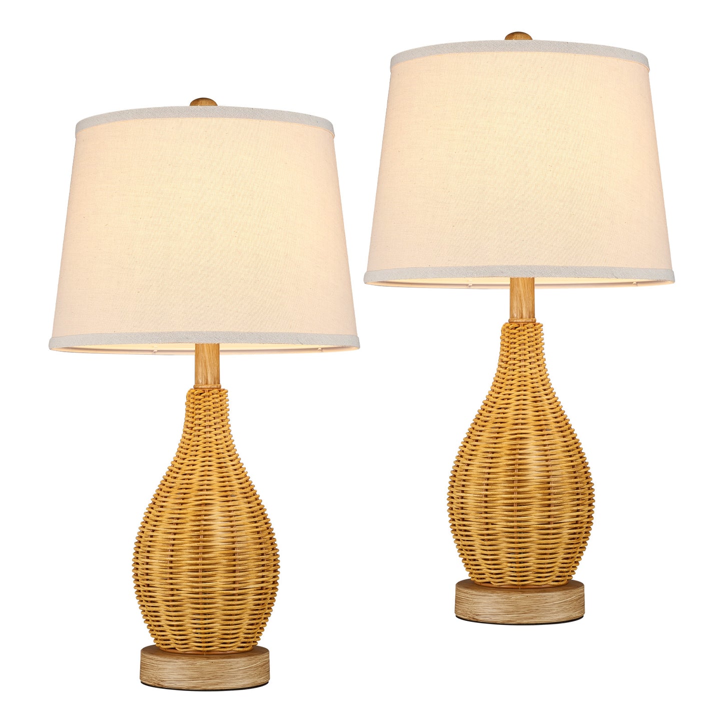 Cozyloom Rattan Table Lamp with Rotary Switch Set of 2