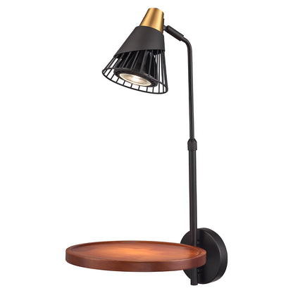 Aurelia  Plug in Black Wall Light with Shelf