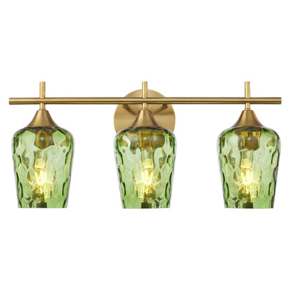 Aurelia 3-Light Gold Hammered Glass Bathroom Vanity Light