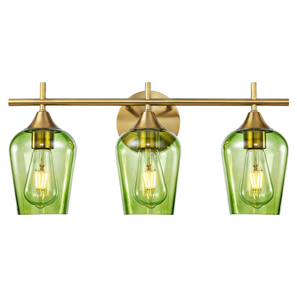 Aurelia 3-Light Gold Green Glass Vanity Light