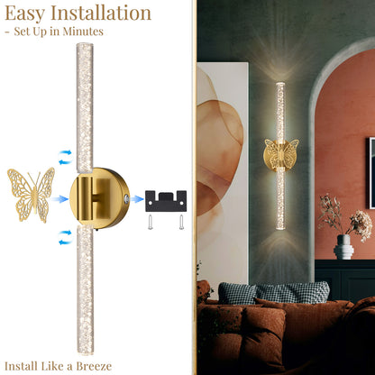 Aurelia Gold Butterfly Battery Operated Wall Sconces Set of 2