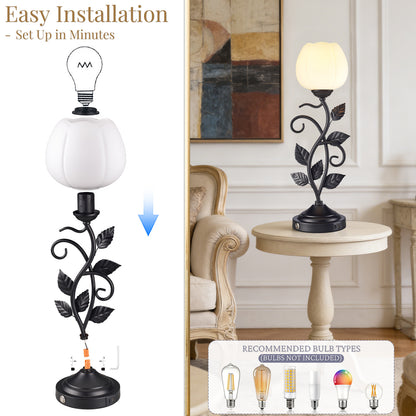 Cozyloom Black Vintage Table Lamp with USB