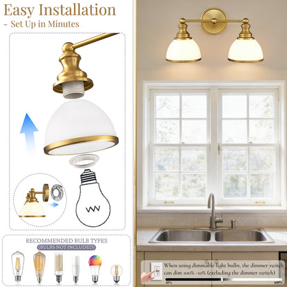 Aurelia 2-Light Gold Bathroom Vanity Light