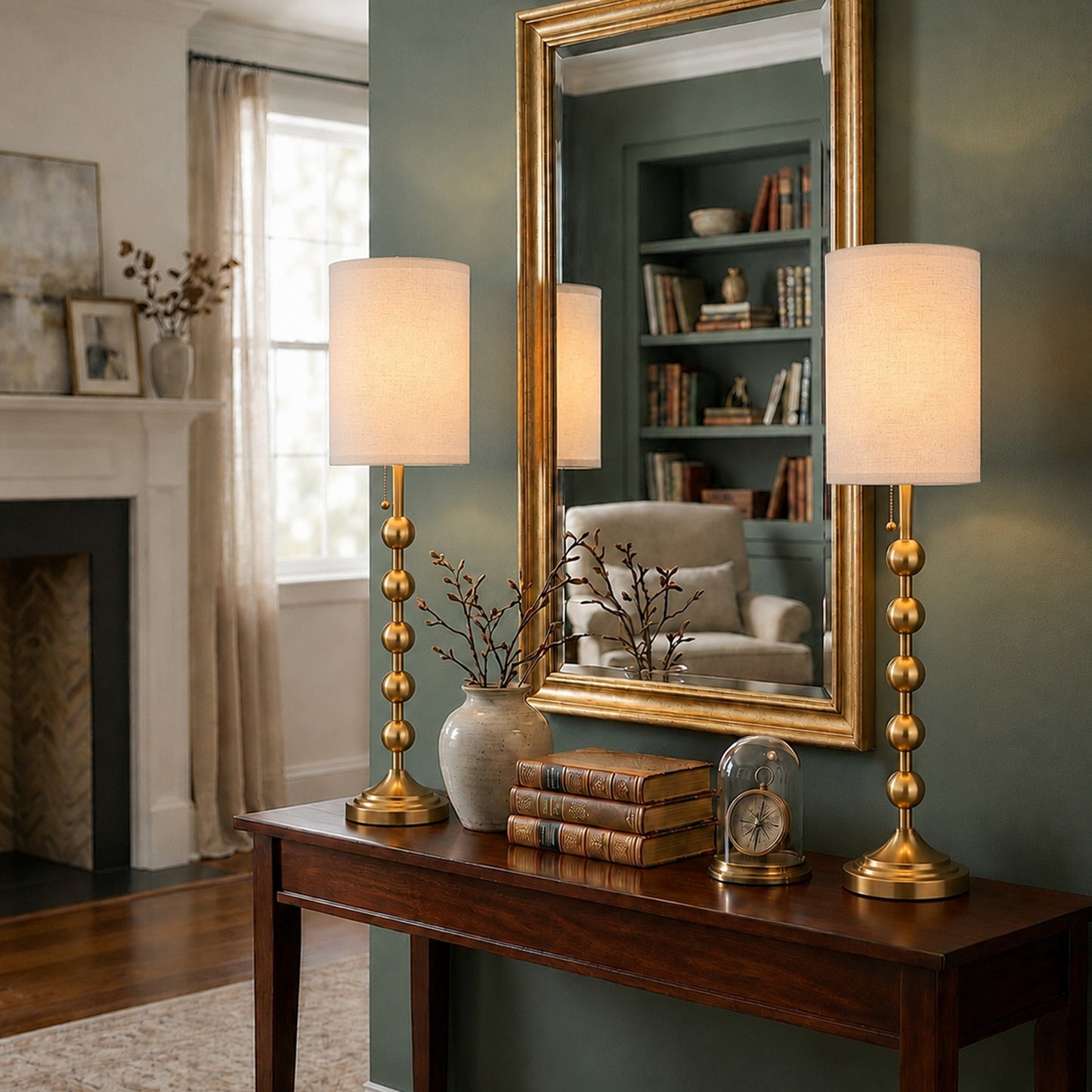 Aurelia  30 Inch Tall Buffet Gold Lamps Set of 2 for Console Table, Living Room