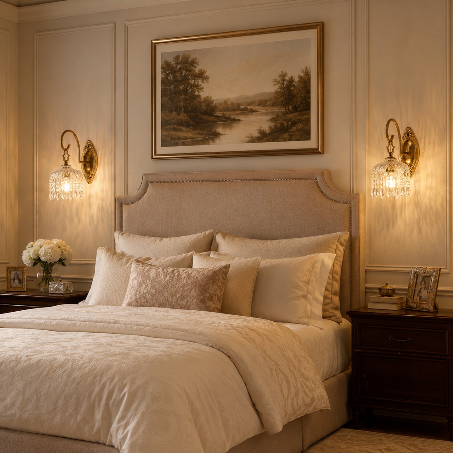 Aurelia Vintage Gold Crystal Wall Sconces Set of 2