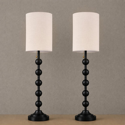 Aurelia  30 Inch Tall Buffet Black Table Lamps Set of 2 with Pull Chain