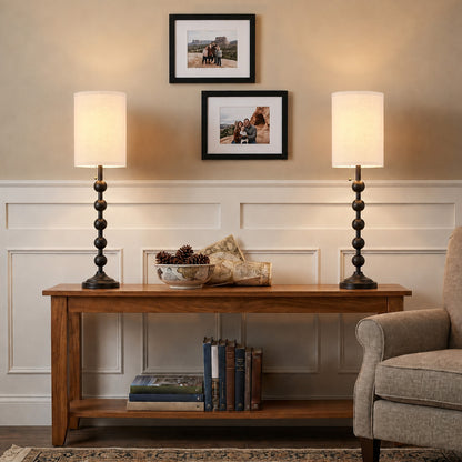 Aurelia  30 Inch Tall Buffet Black Table Lamps Set of 2 with Pull Chain