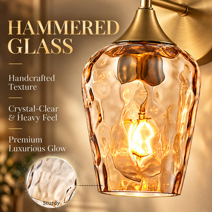 Aurelia Gold Amber Hammered Glass Wall Sconces Set of 2