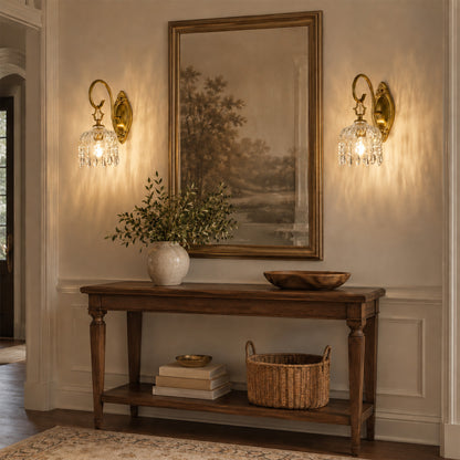 Aurelia Vintage Gold Crystal Wall Sconces Set of 2