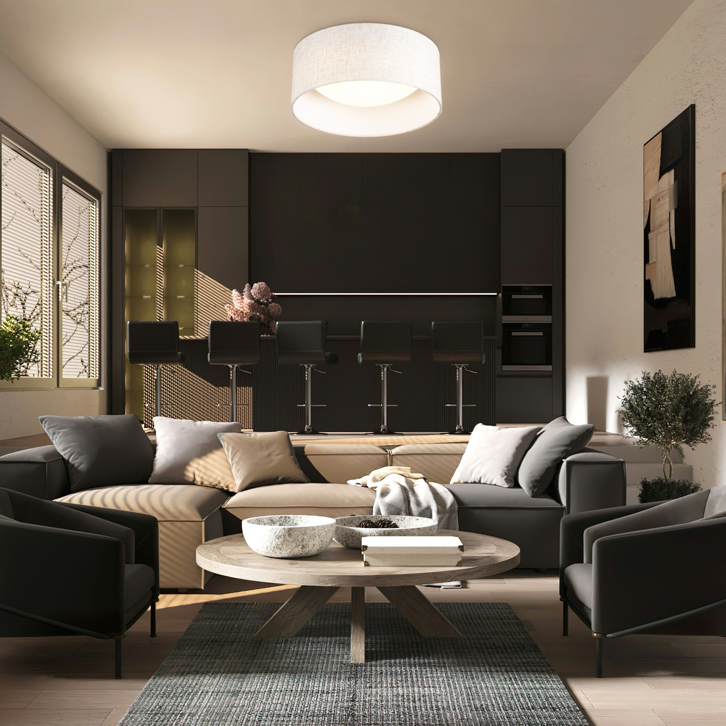 Aeris 10inch LED Flush Mount Ceiling Light with Fabric Shade 5CCT Dimmable