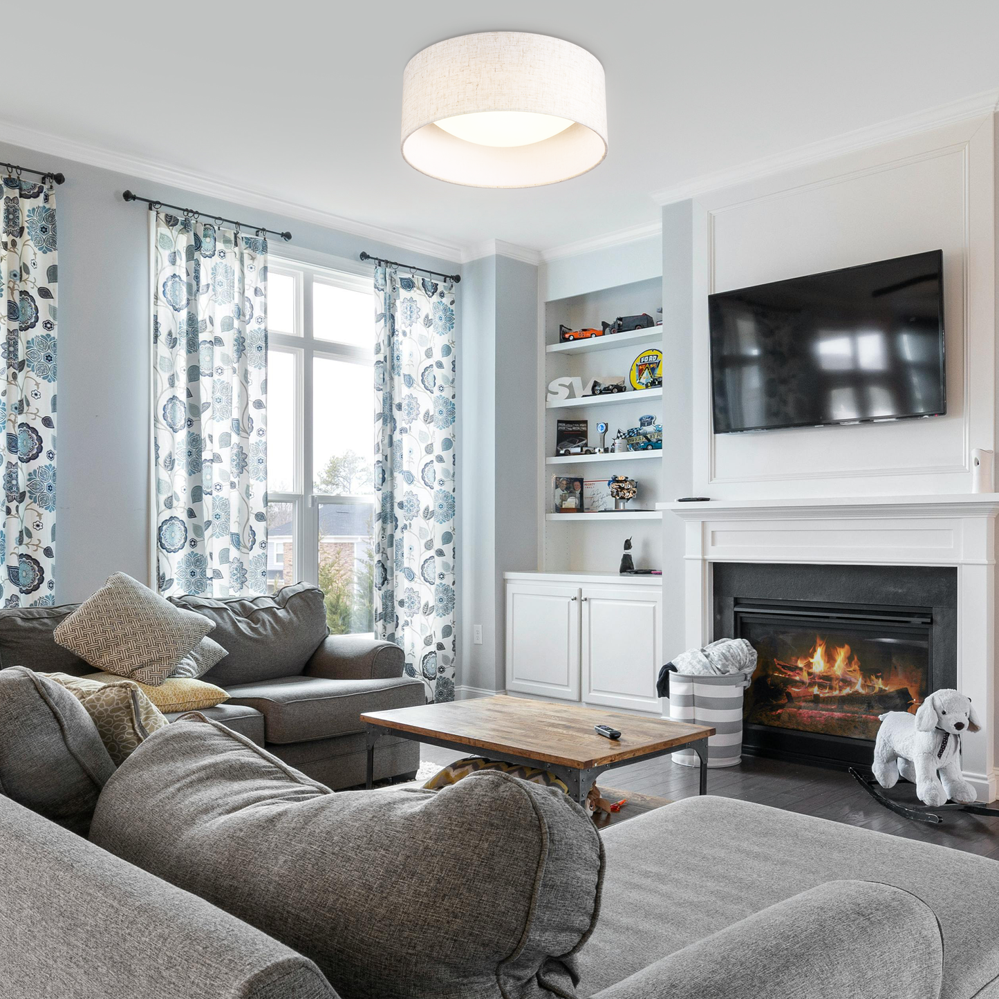 Aeris 10inch LED Flush Mount Ceiling Light with Fabric Shade 5CCT Dimmable