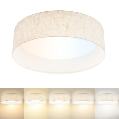 Aeris 16 inch LED Flush Mount Ceiling Light Fabric Shade, 5CCT Dimmable