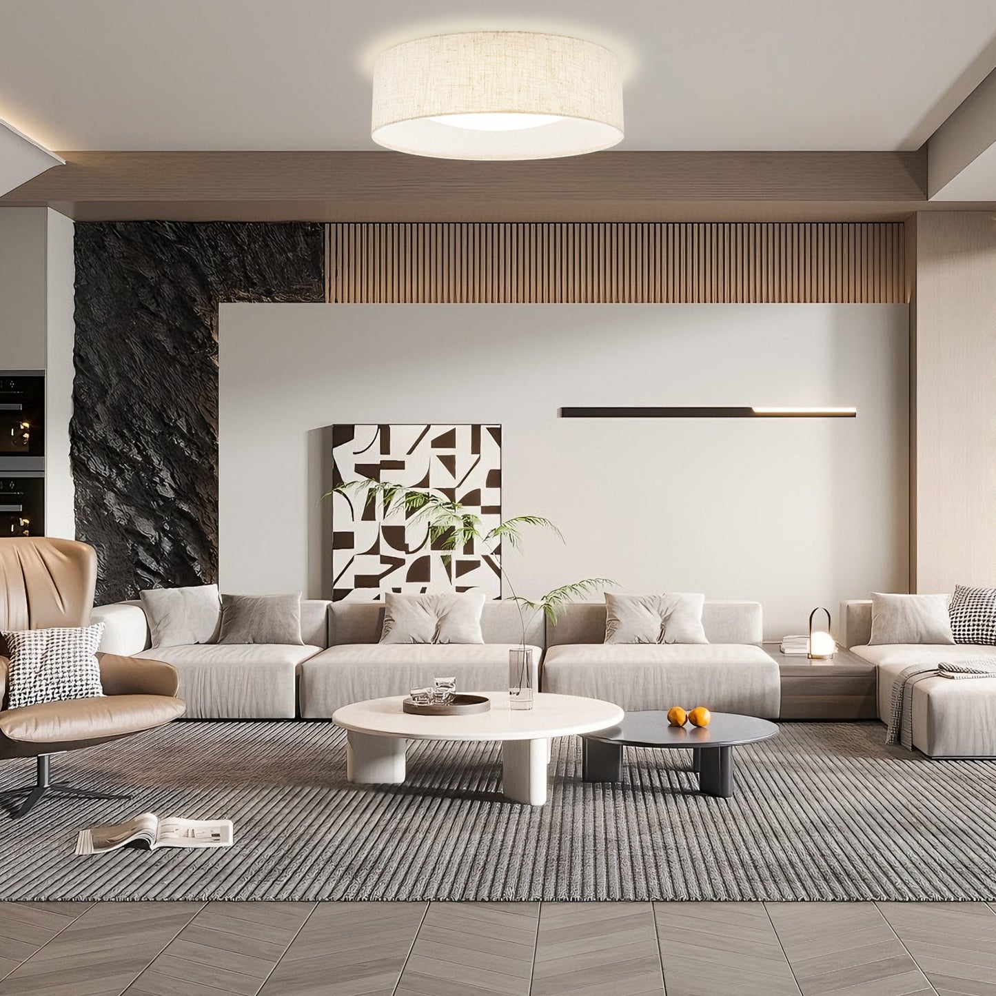 Aeris 10inch LED Flush Mount Ceiling Light with Fabric Shade 5CCT Dimmable