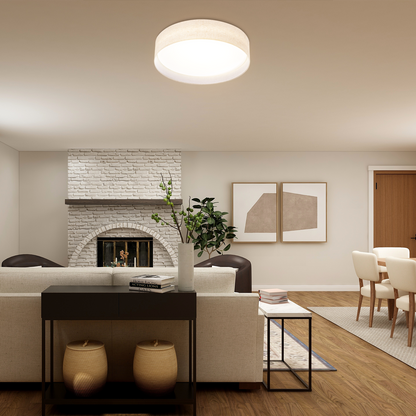 Aeris 18 inch LED Flush Mount Ceiling Light Fabric Shade, 5CCT Dimmable