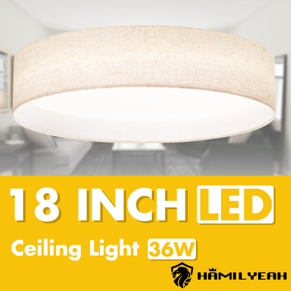 Aeris 18 inch LED Flush Mount Ceiling Light Fabric Shade, 5CCT Dimmable