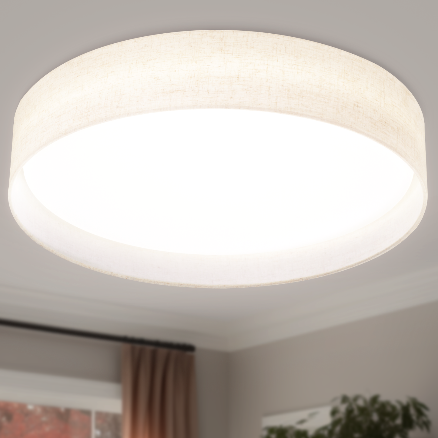 Aeris 18 inch LED Flush Mount Ceiling Light Fabric Shade, 5CCT Dimmable