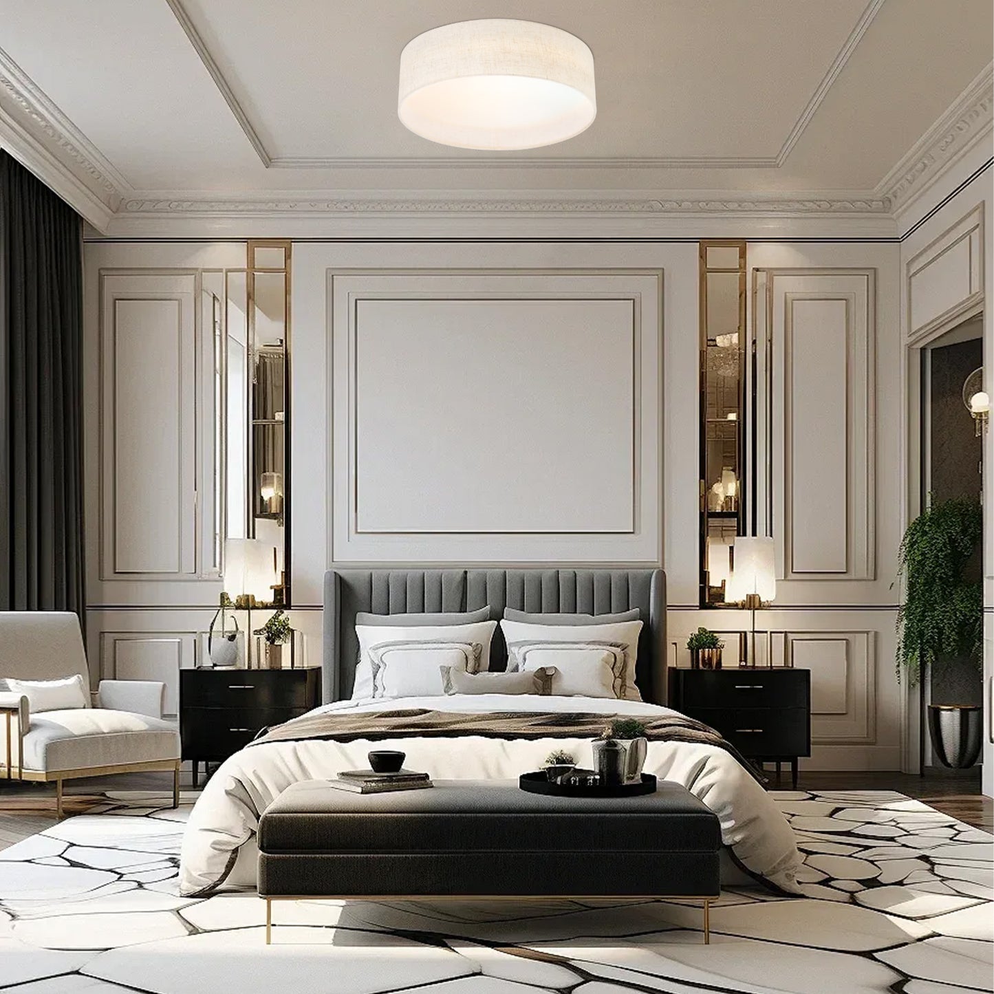 Aeris 10inch LED Flush Mount Ceiling Light with Fabric Shade 5CCT Dimmable