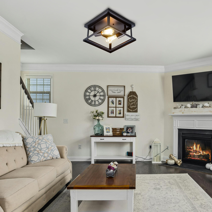 Noir 2-Light Farmhouse Flush Mount Ceiling Light Fixture