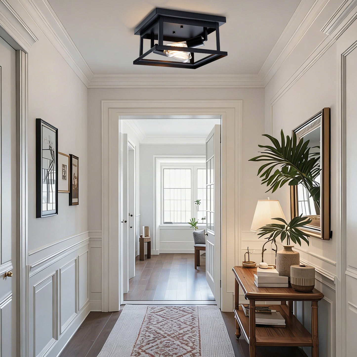 Noir 2-Light Farmhouse Flush Mount Ceiling Light Fixture