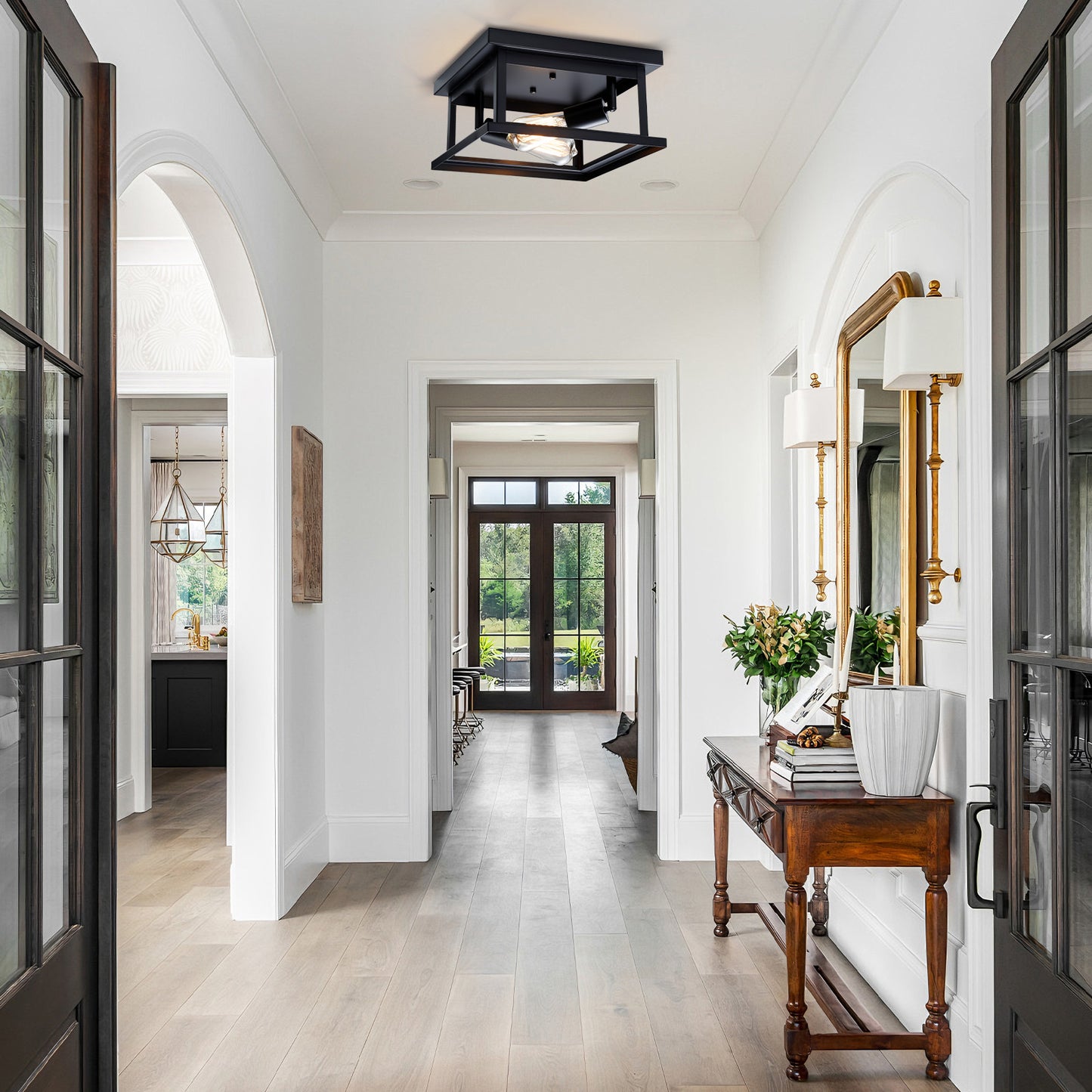 Noir 2-Light Farmhouse Flush Mount Ceiling Light Fixture