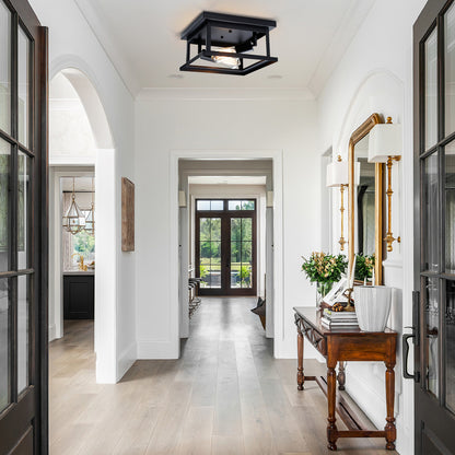 Noir 2-Light Farmhouse Flush Mount Ceiling Light Fixture