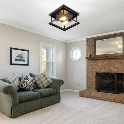 Noir 2-Light Farmhouse Flush Mount Ceiling Light Fixture