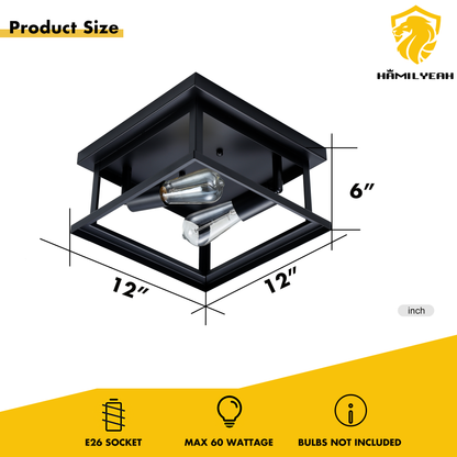 Noir 2-Light Farmhouse Flush Mount Ceiling Light Fixture
