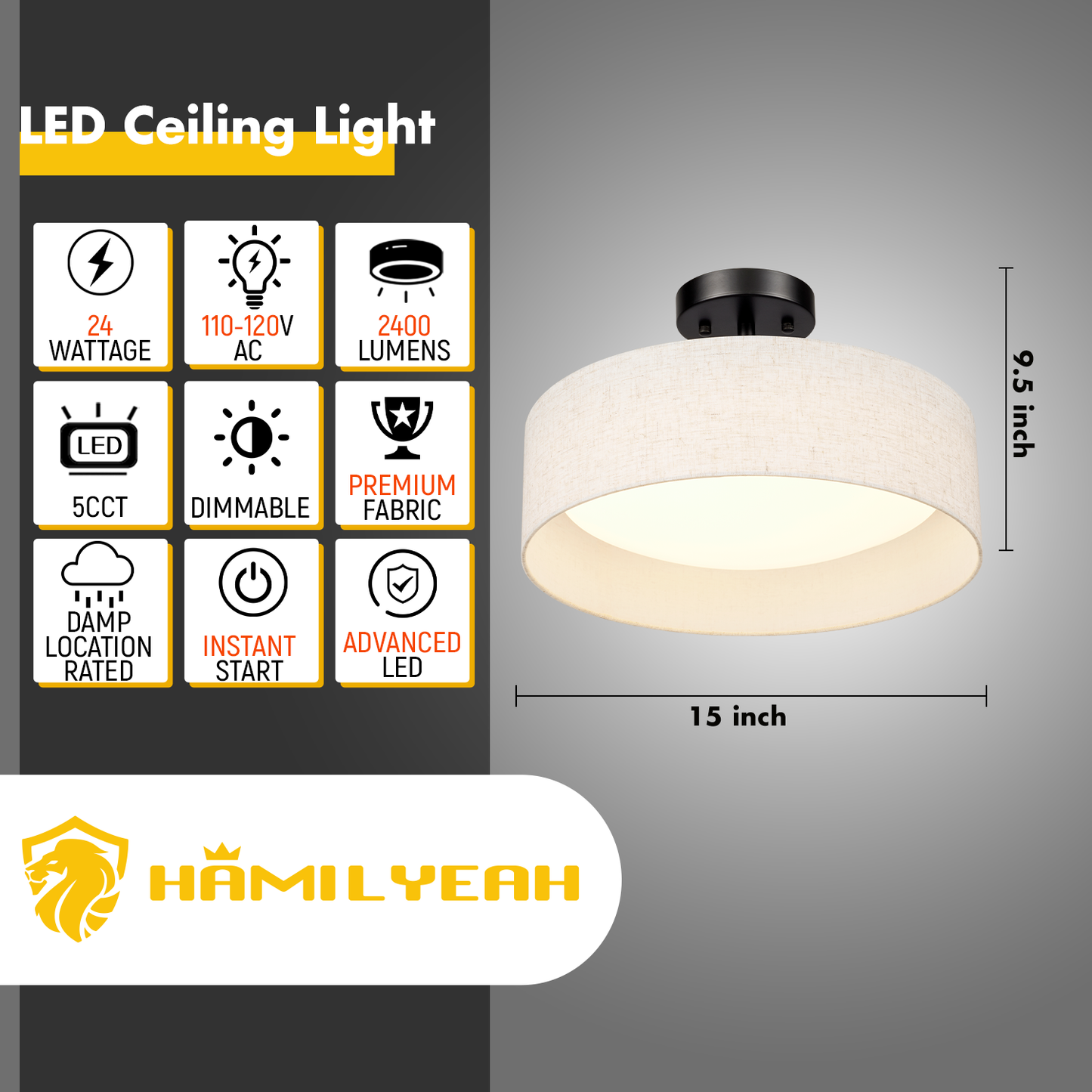 Aeris 15 inch 24W LED Flush Mount Ceiling Light